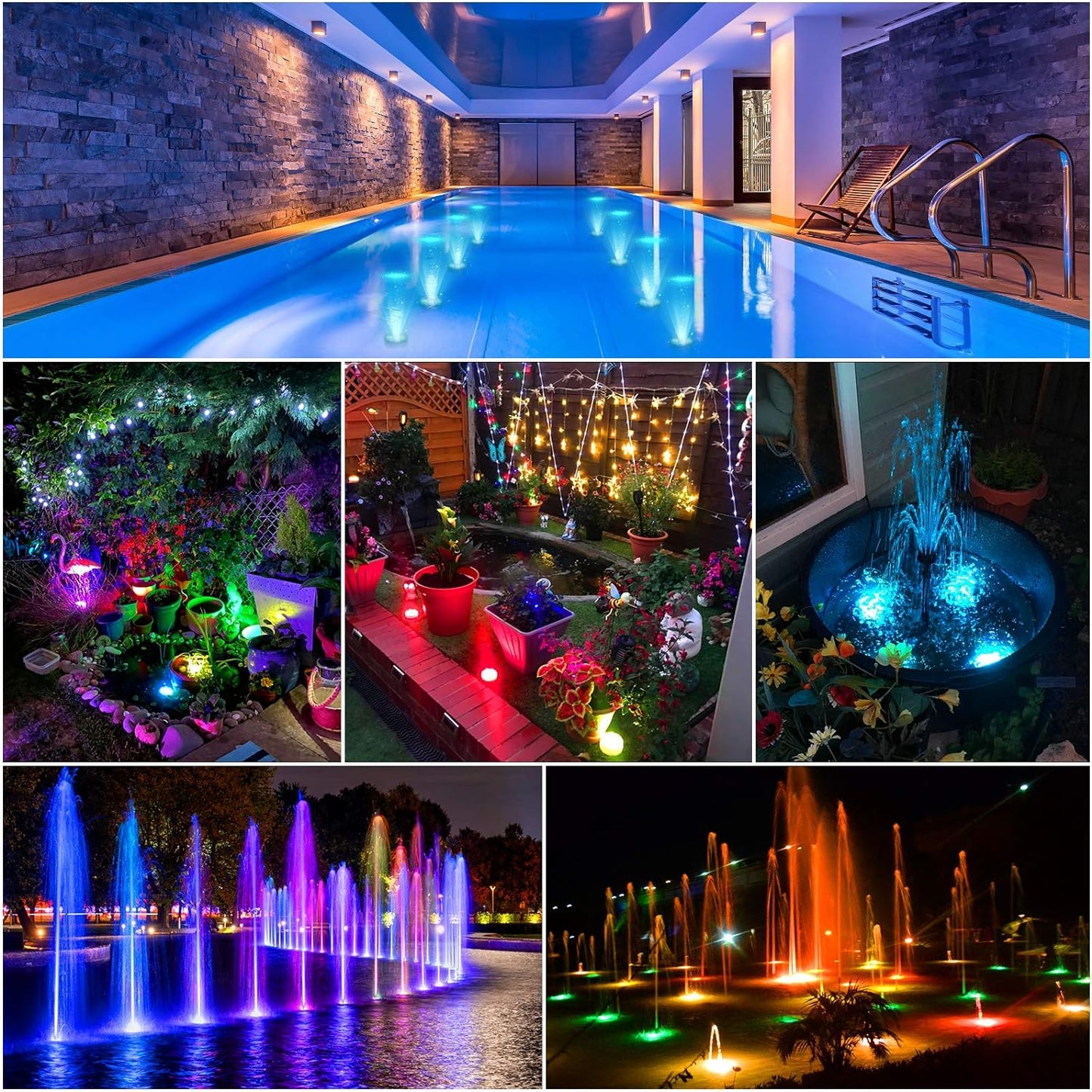 RGB Underwater Pool Lights with Remote Control and 10 LEDs