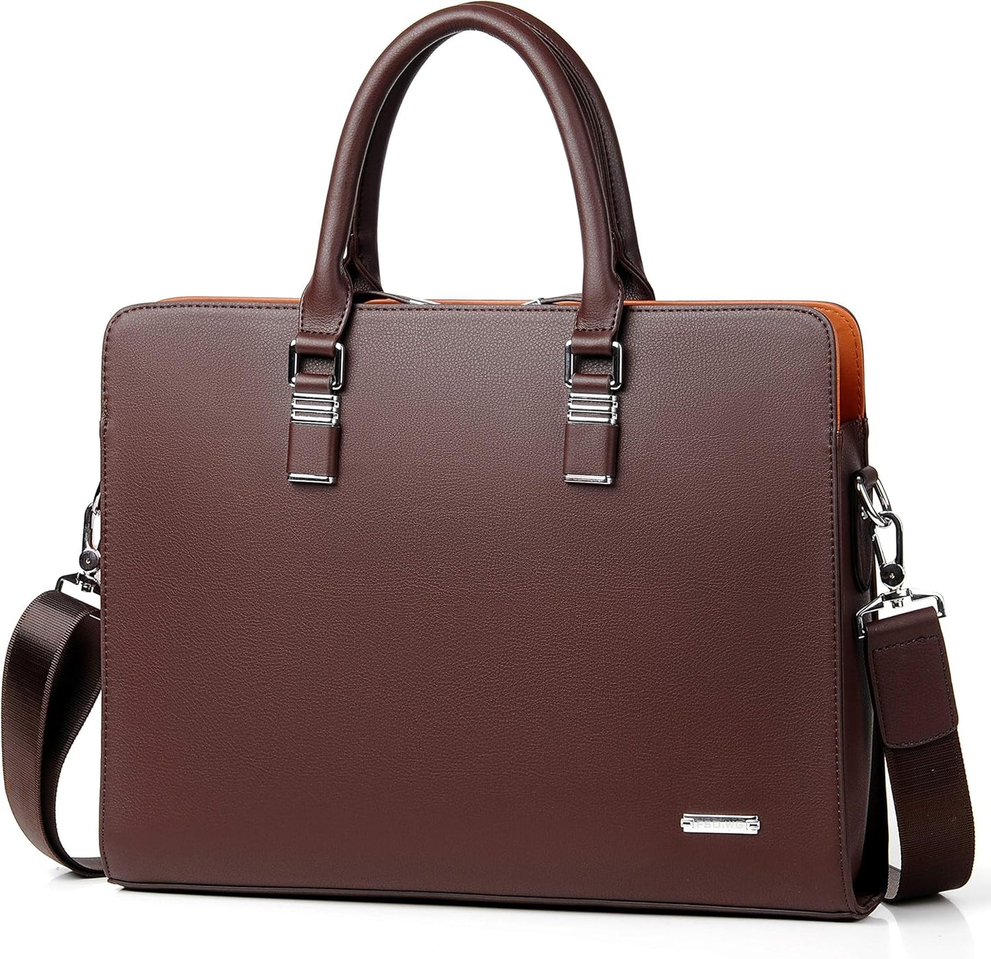 Genuine Leather Multi-Compartment Briefcase for Laptops up to 15.6 Inches