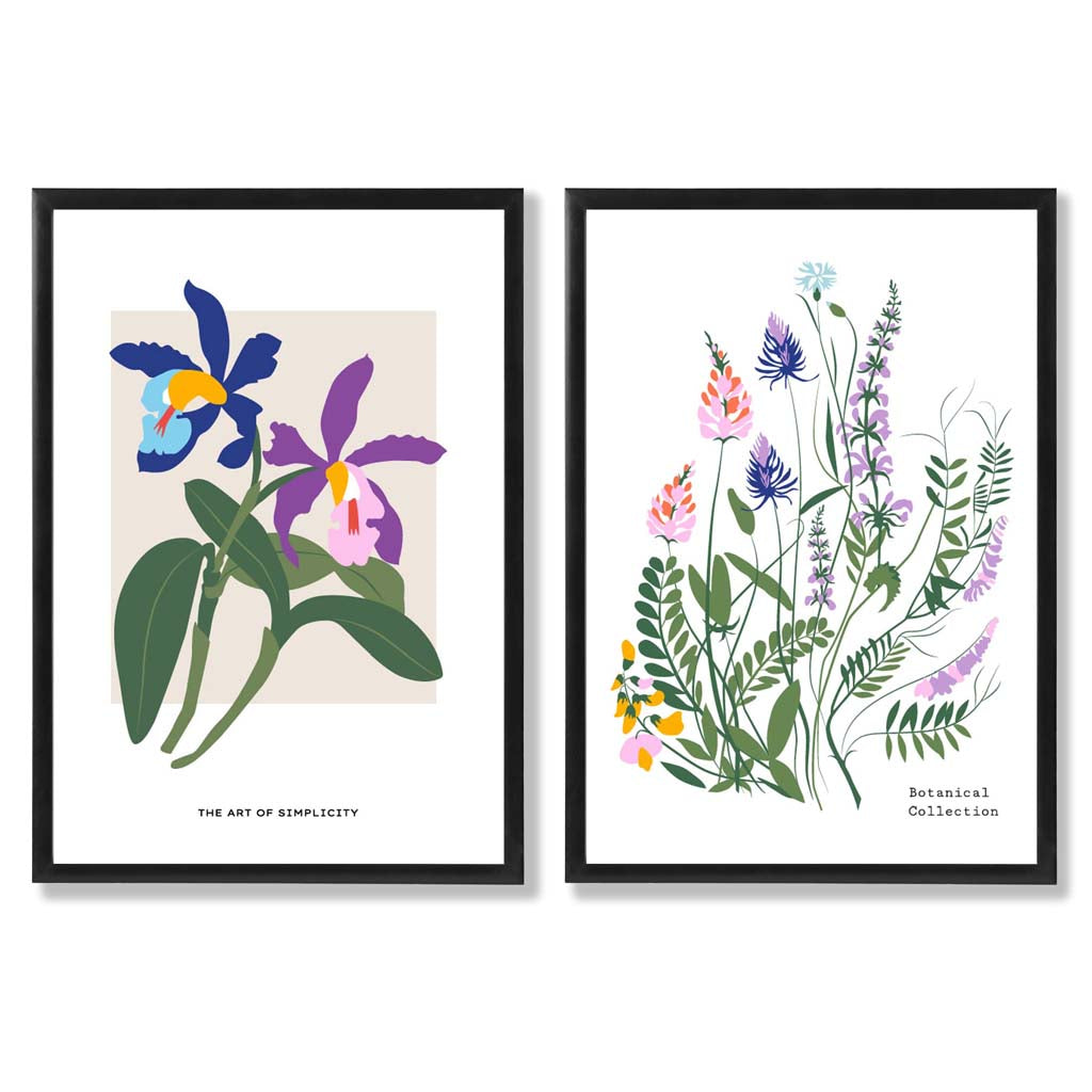 Colorful Spring Flower Art Prints Framed Set of 2