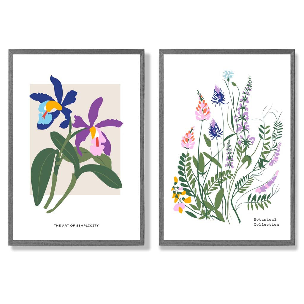 Colorful Spring Flower Art Prints Framed Set of 2