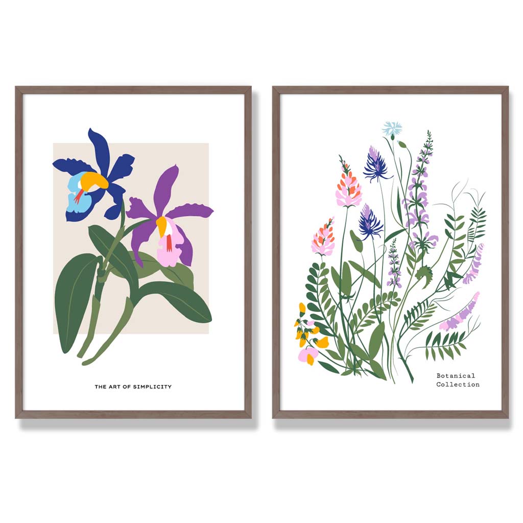 Colorful Spring Flower Art Prints Framed Set of 2