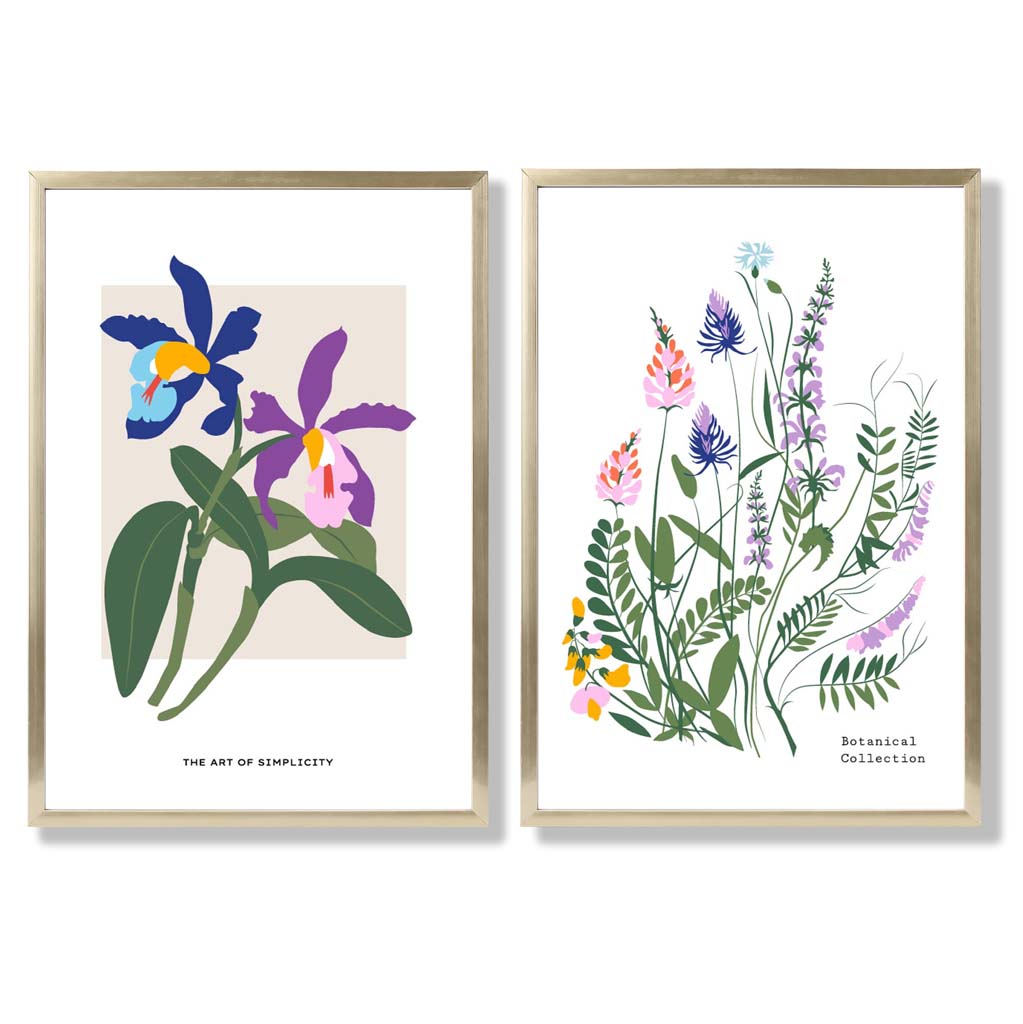 Colorful Spring Flower Art Prints Framed Set of 2