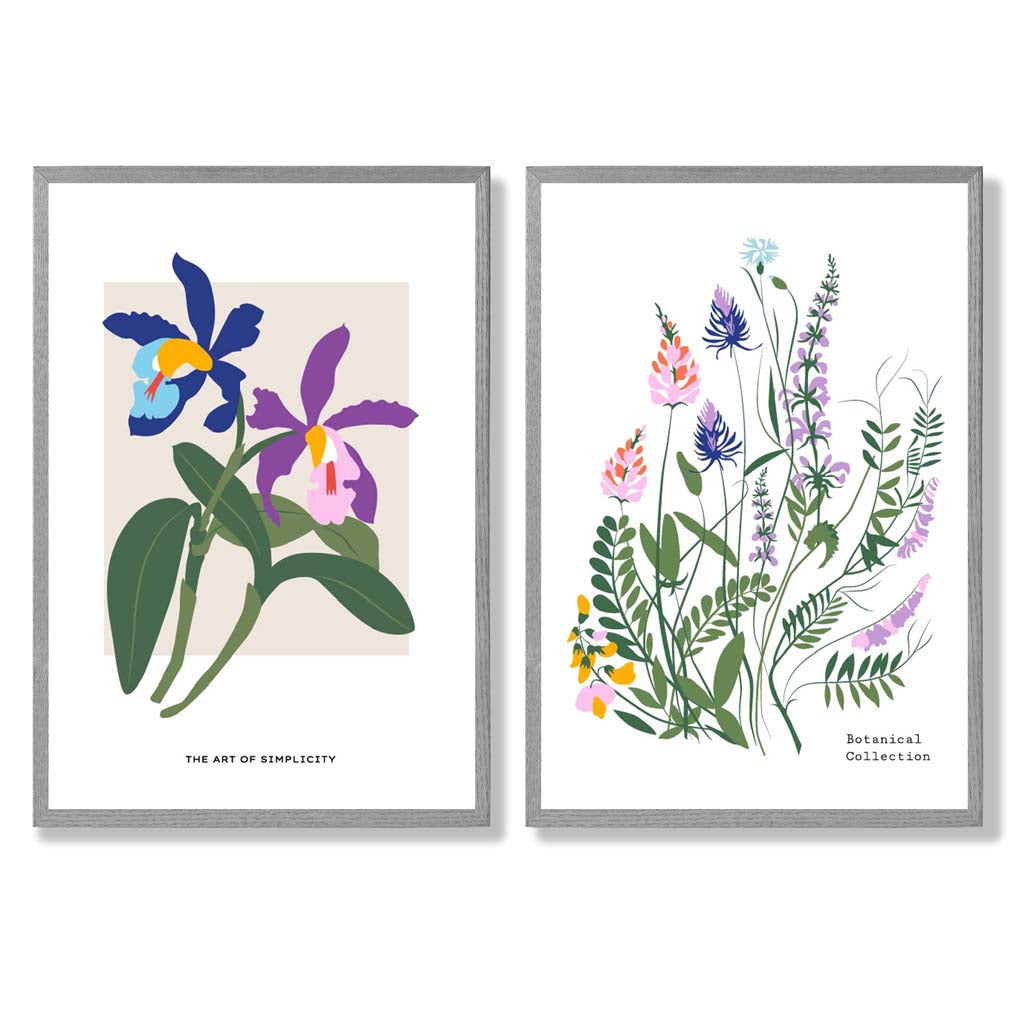 Colorful Spring Flower Art Prints Framed Set of 2