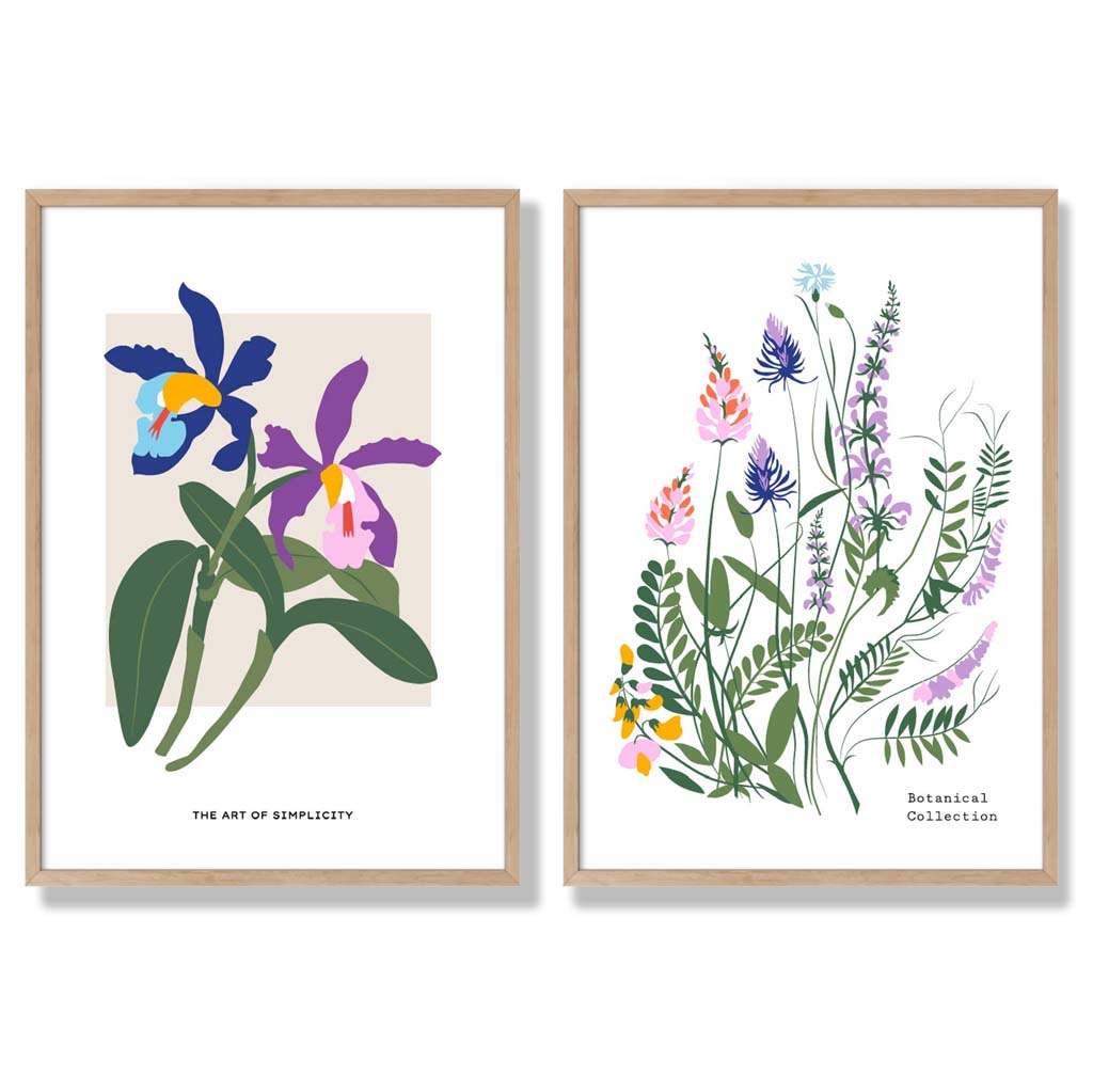 Colorful Spring Flower Art Prints Framed Set of 2