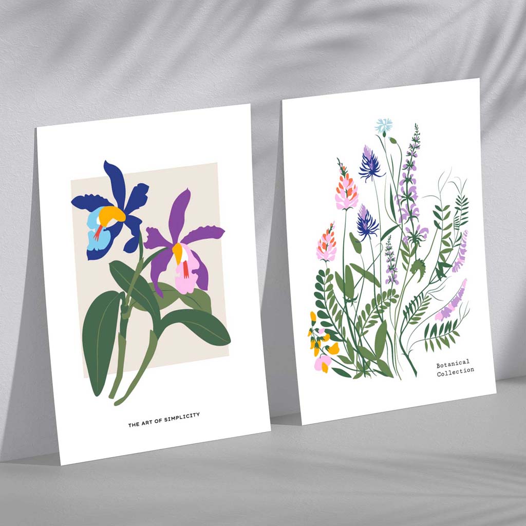 Cheerful Spring Flower Art Prints Set of 2