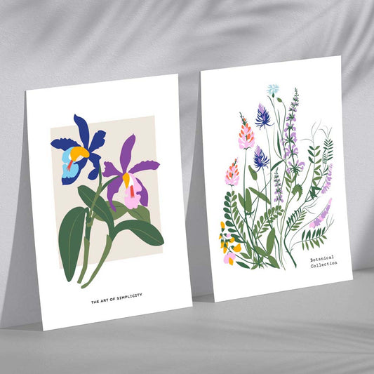Cheerful Spring Flower Art Prints Set of 2