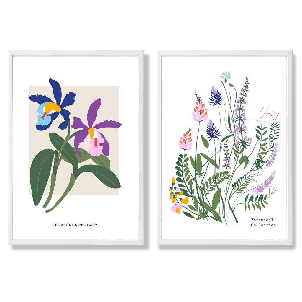 Colorful Spring Flower Art Prints Framed Set of 2