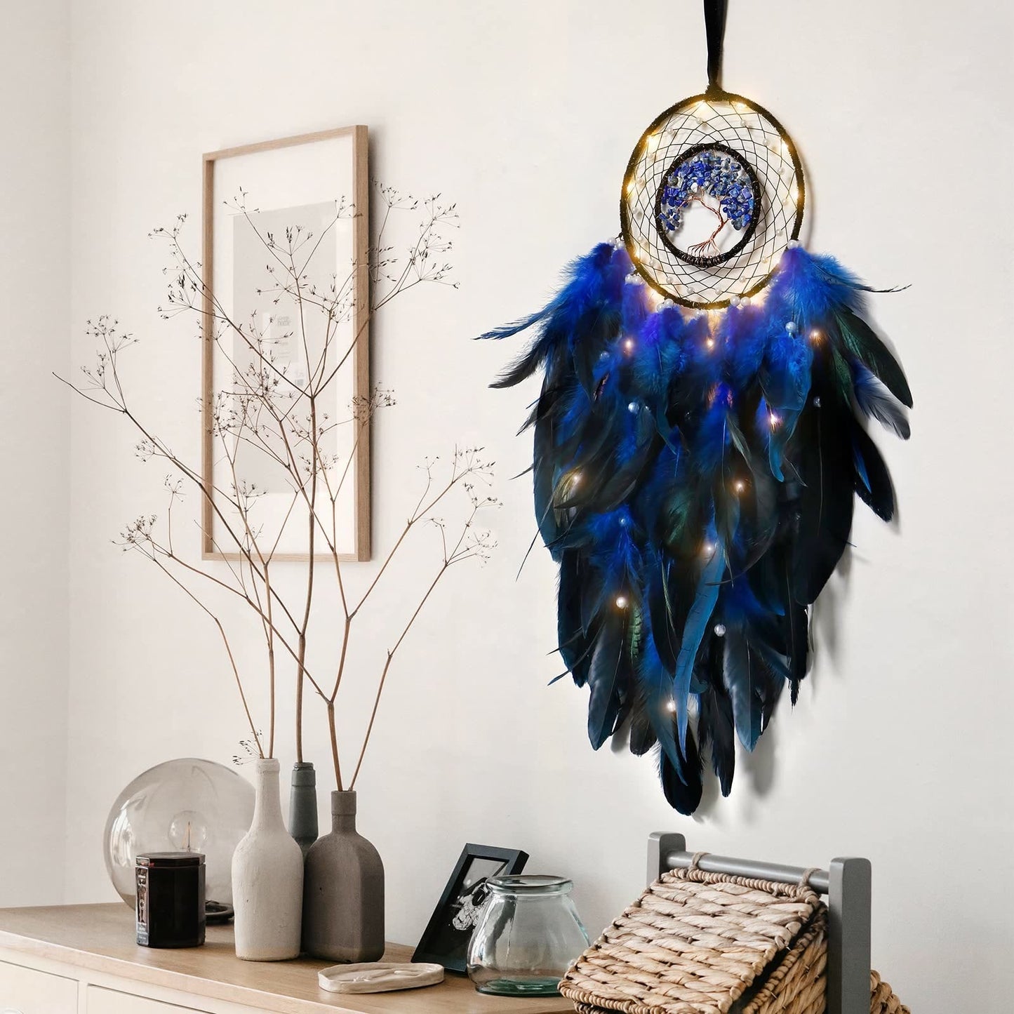 Crystal Tree of Life Dreamcatcher with Natural Gemstones