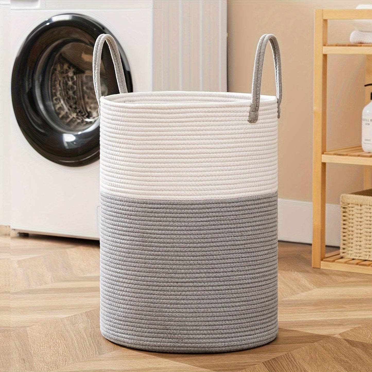Extra-Large Cotton Rope Laundry Hamper Basket with Handles
