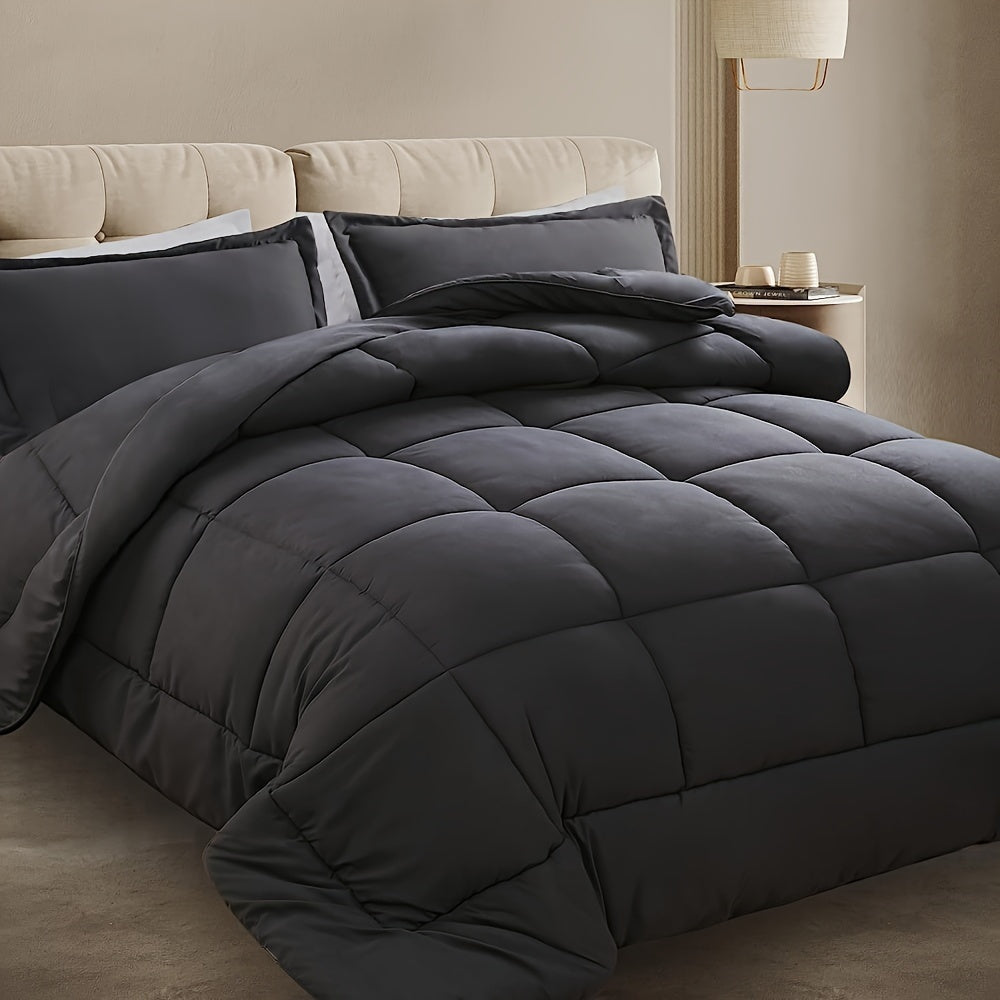 Luxurious 3-Piece Lightweight Comforter Set with Box-Stitch Design