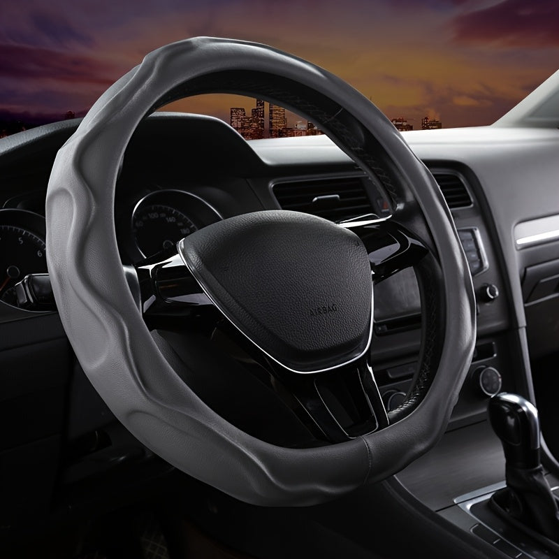 PU Leather Ergonomic Steering Wheel Cover with Non-Slip Grip