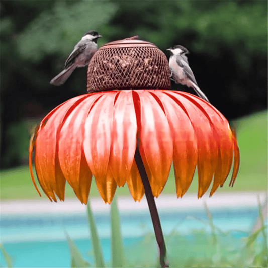 Flower-Shaped Metal Bird Feeder Stake