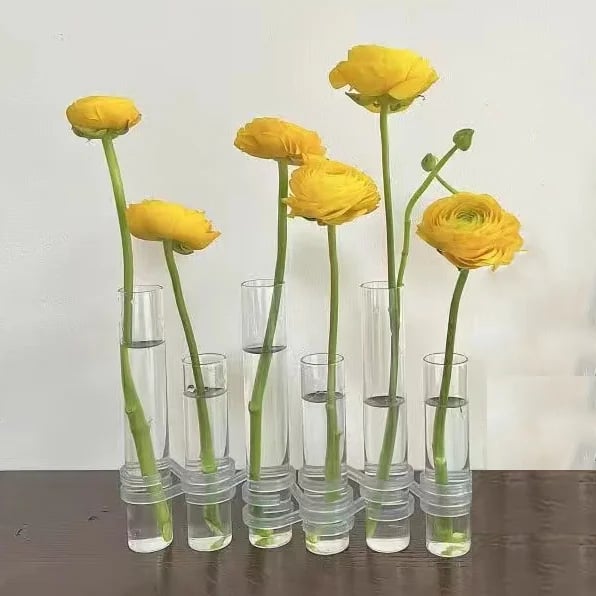 Adjustable Glass Tube Flower Vase with Hinges