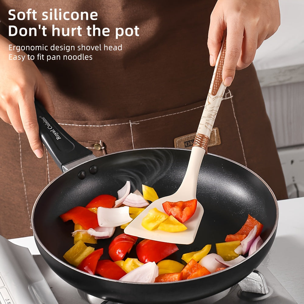 Silicone Kitchen Utensil Set with Wooden Handles