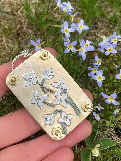 Mini Flower Press with Brass and Silver Details - Portable Botanical Keepsake Maker