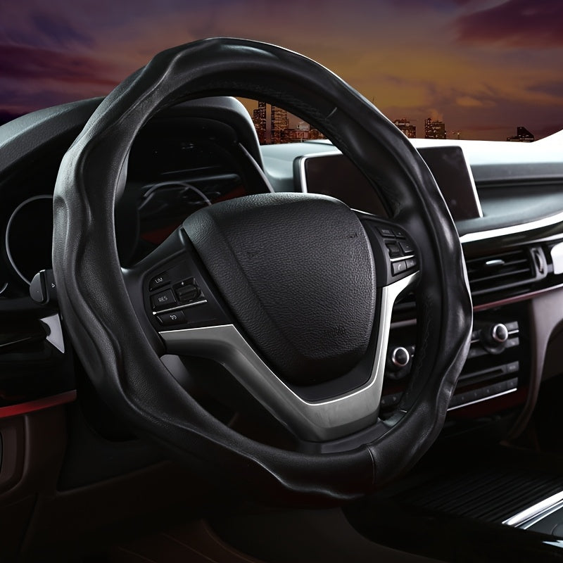 PU Leather Ergonomic Steering Wheel Cover with Non-Slip Grip