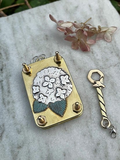 Mini Flower Press with Brass and Silver Details - Portable Botanical Keepsake Maker
