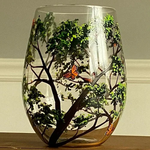 Hand Painted Four Seasons Tree Wine Glasses