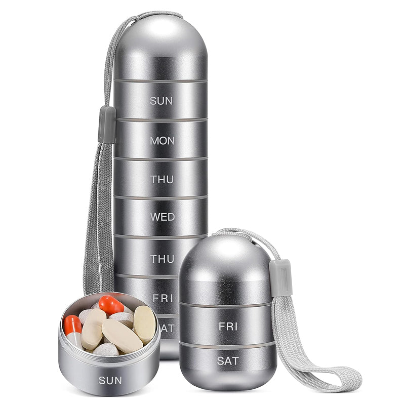 7-Day Aluminum Portable Pill Organizer with Waterproof Design