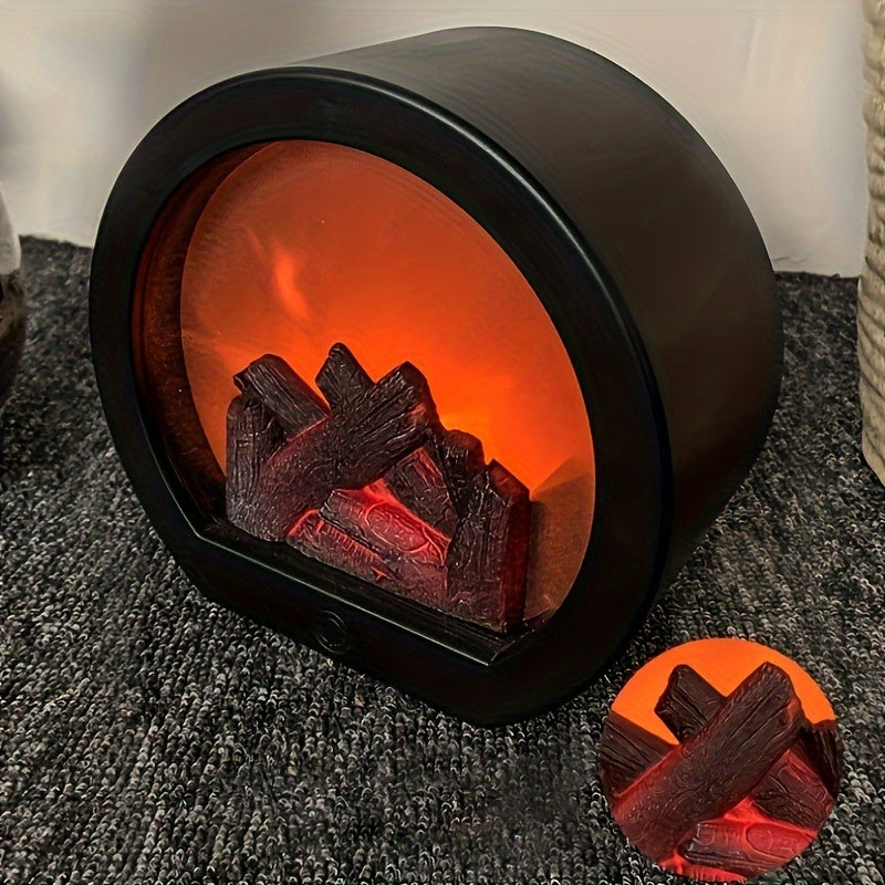 Cozy Rectangular Fireplace Lantern with Realistic Flame Effect