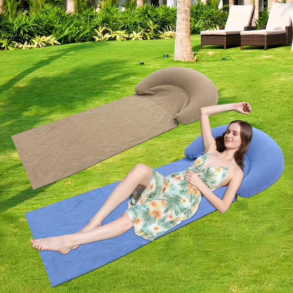 Inflatable Beach Mat with Pillow for Camping and Lounging