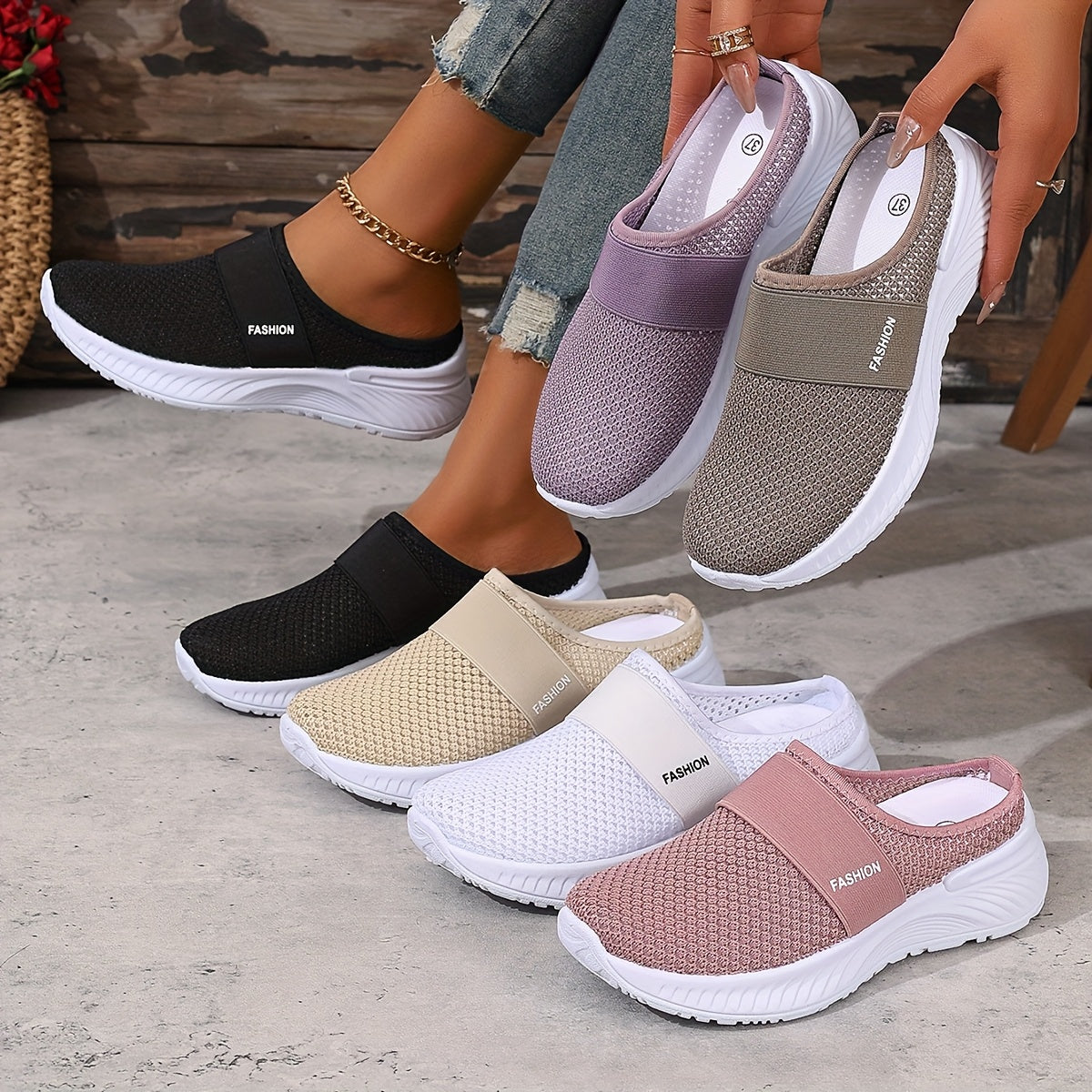Breathable Mesh Slip-On Sneakers for Women