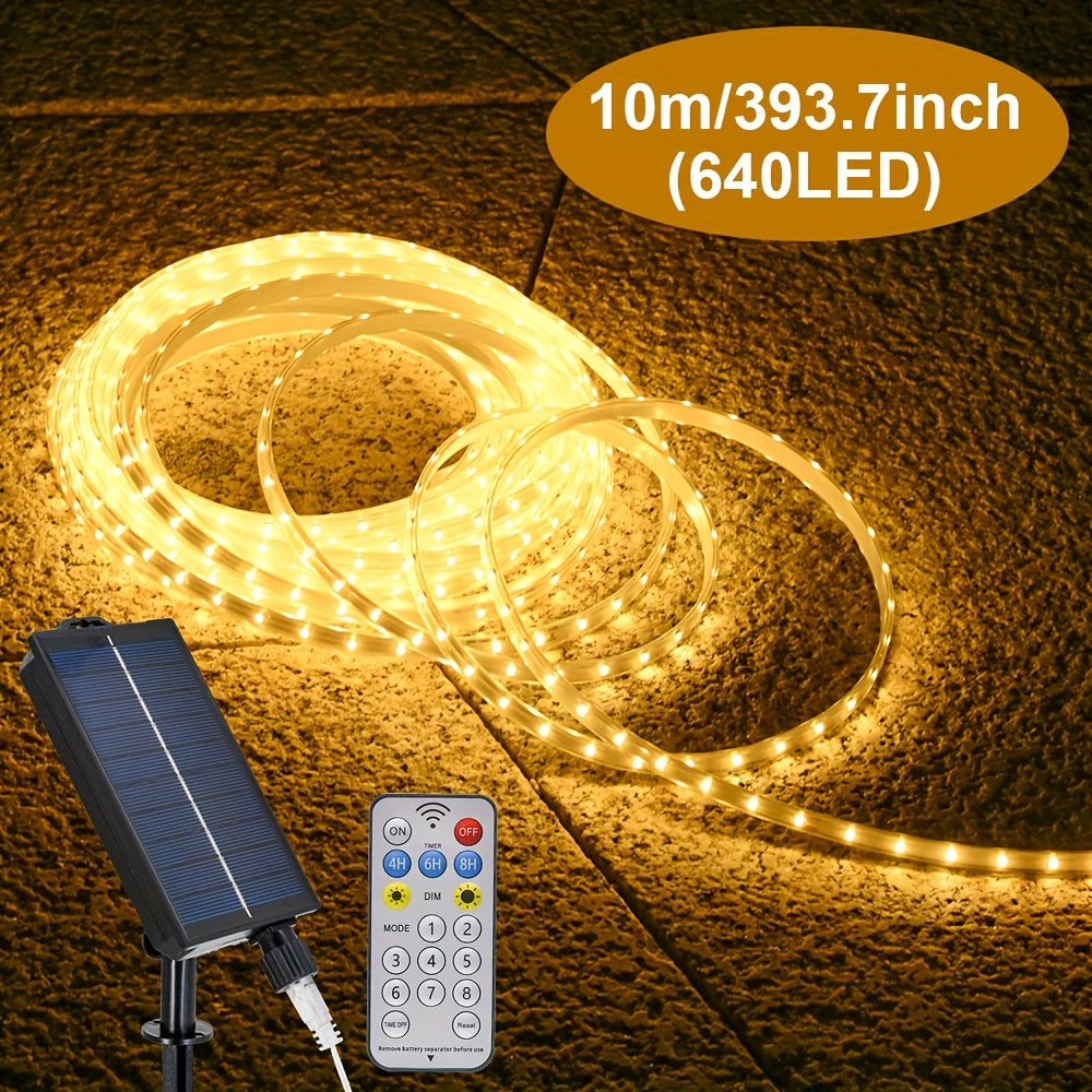 Solar-Powered LED Rope Lights with 8 Modes - 320/640 LEDs