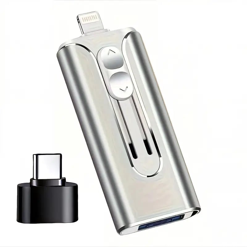 4-in-1 USB Flash Drive with Lightning, USB-C, Micro USB, and USB-A Connectors