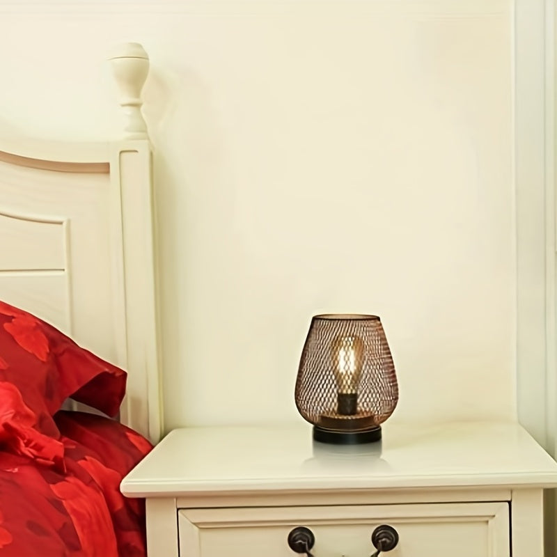 Rustic Industrial Mesh Table Lamp Set with LED Bulbs