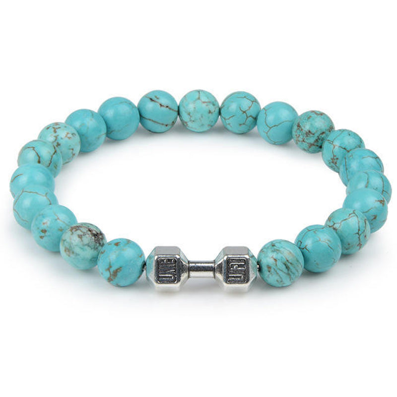 Chakra Dumbbell Bracelet in Black Onyx and Lava Stone