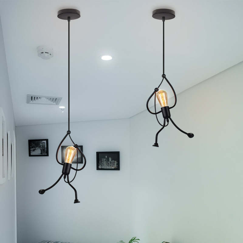 Retro Iron Man Pendant Light with Adjustable Length