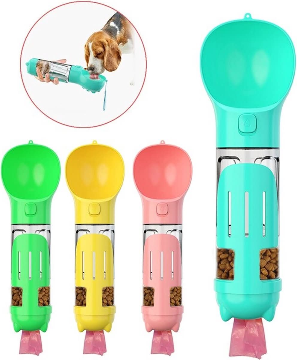 2-in-1 Dog Water and Food Bottle with Waste Bag Holder