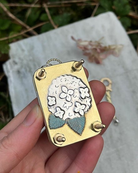 Mini Flower Press with Brass and Silver Details - Portable Botanical Keepsake Maker