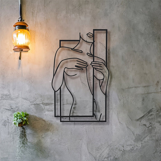 Minimalist Metal Wall Art - Elegant Woman Silhouette for Modern Decor