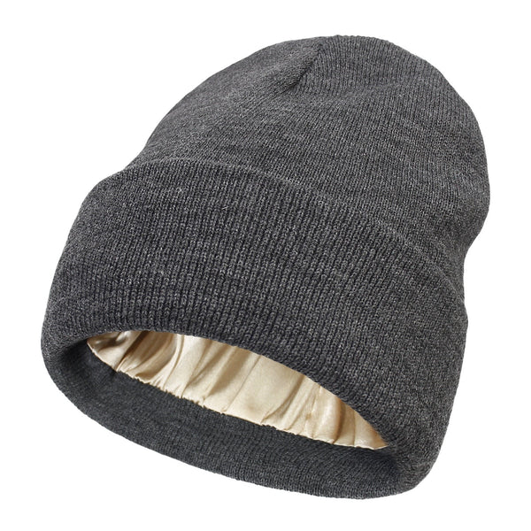Silk Lined Wool Winter Beanie for Warmth and Hair Protection