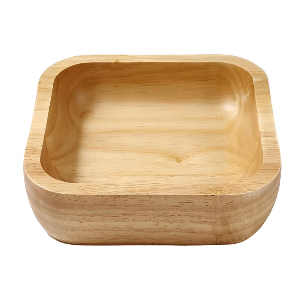 Natural Rubber Wood Square Serving Bowl