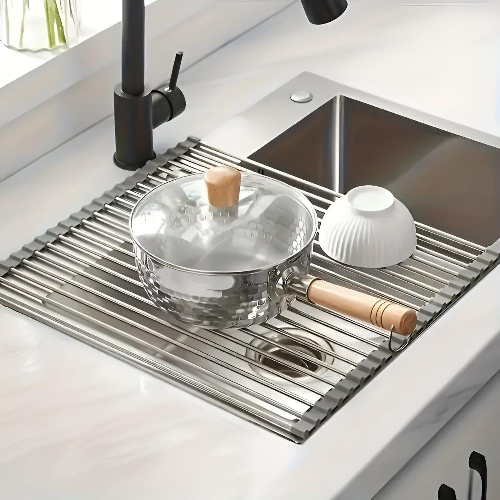 Stainless Steel Roll-Up Dish Drying Rack