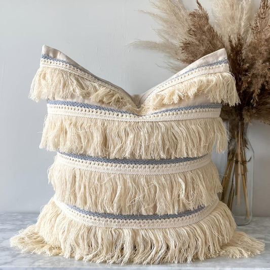 Bohemian Fringe Tassel Cushion Covers in Soft Linen