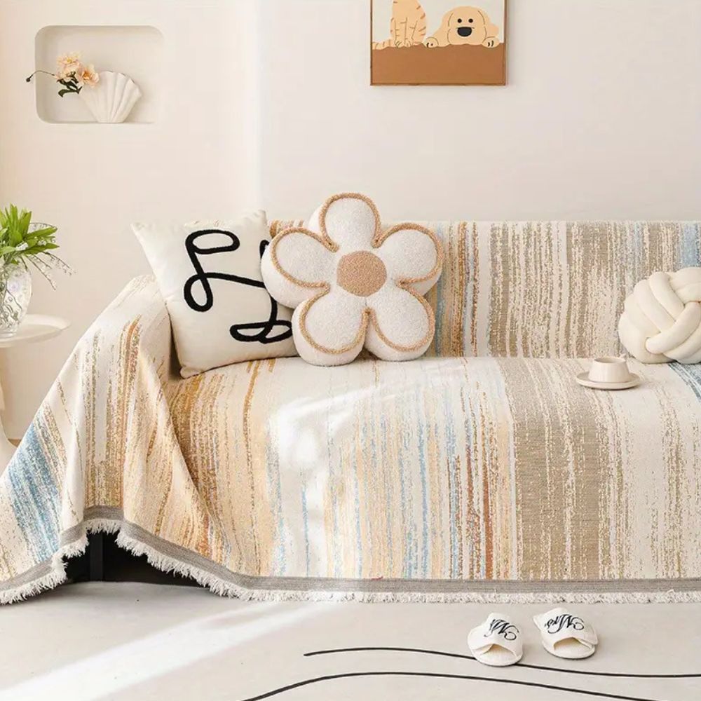 Premium Chenille Striped Sofa Cover