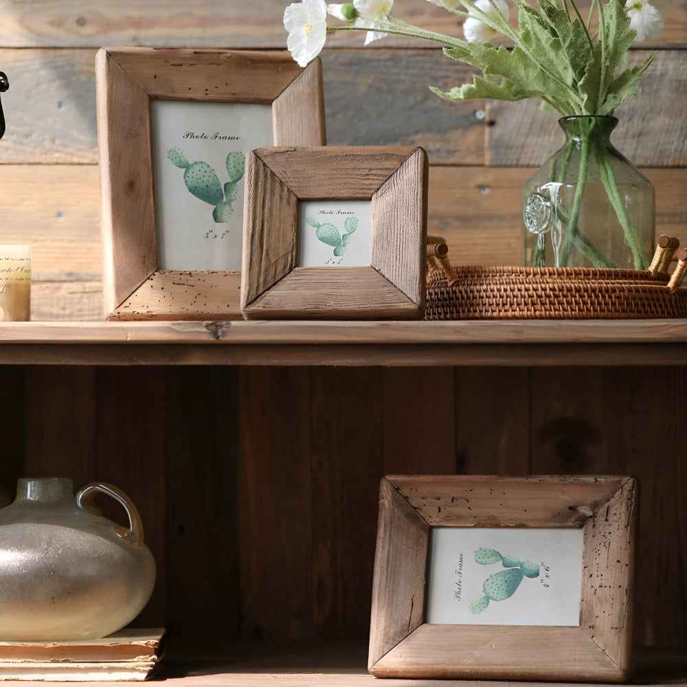 Rustic Solid Wood Picture Frames Set