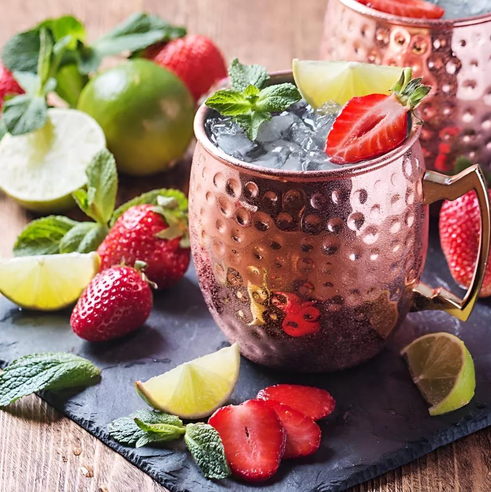 Hammered Copper Cocktail Mug with Brass Handle