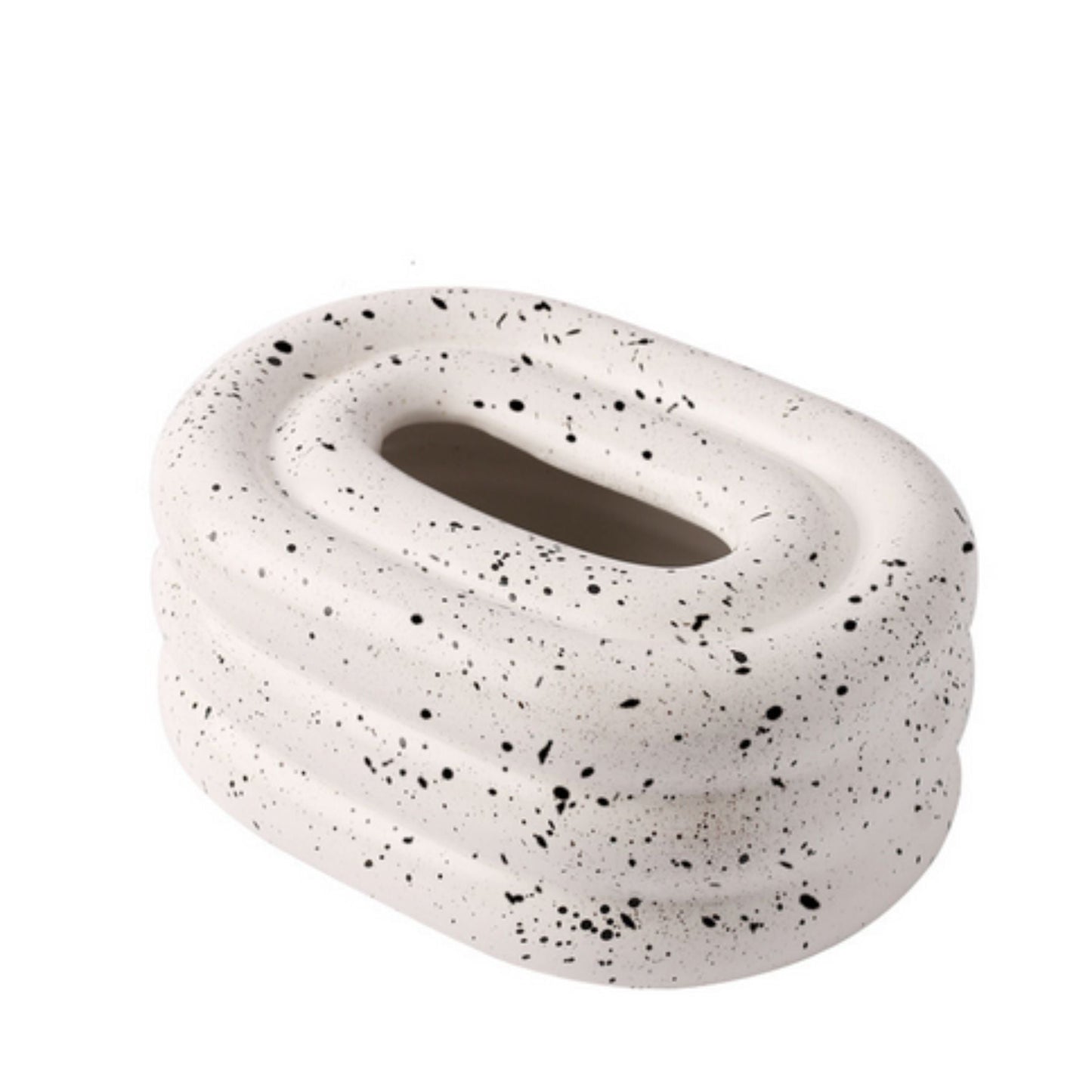 Lustre Ceramic Tissue Box with Wind Ring Design