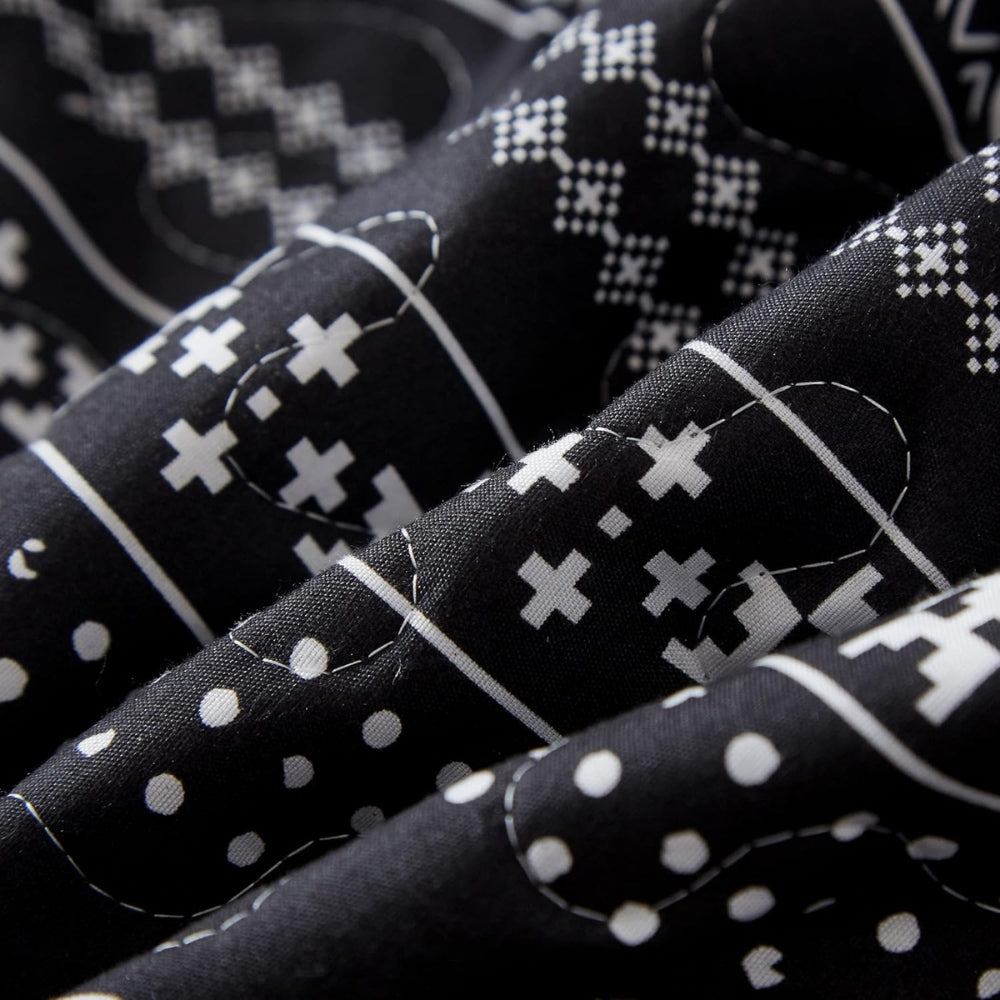 Modern Boho Geometric Duvet Cover Set in Black and White