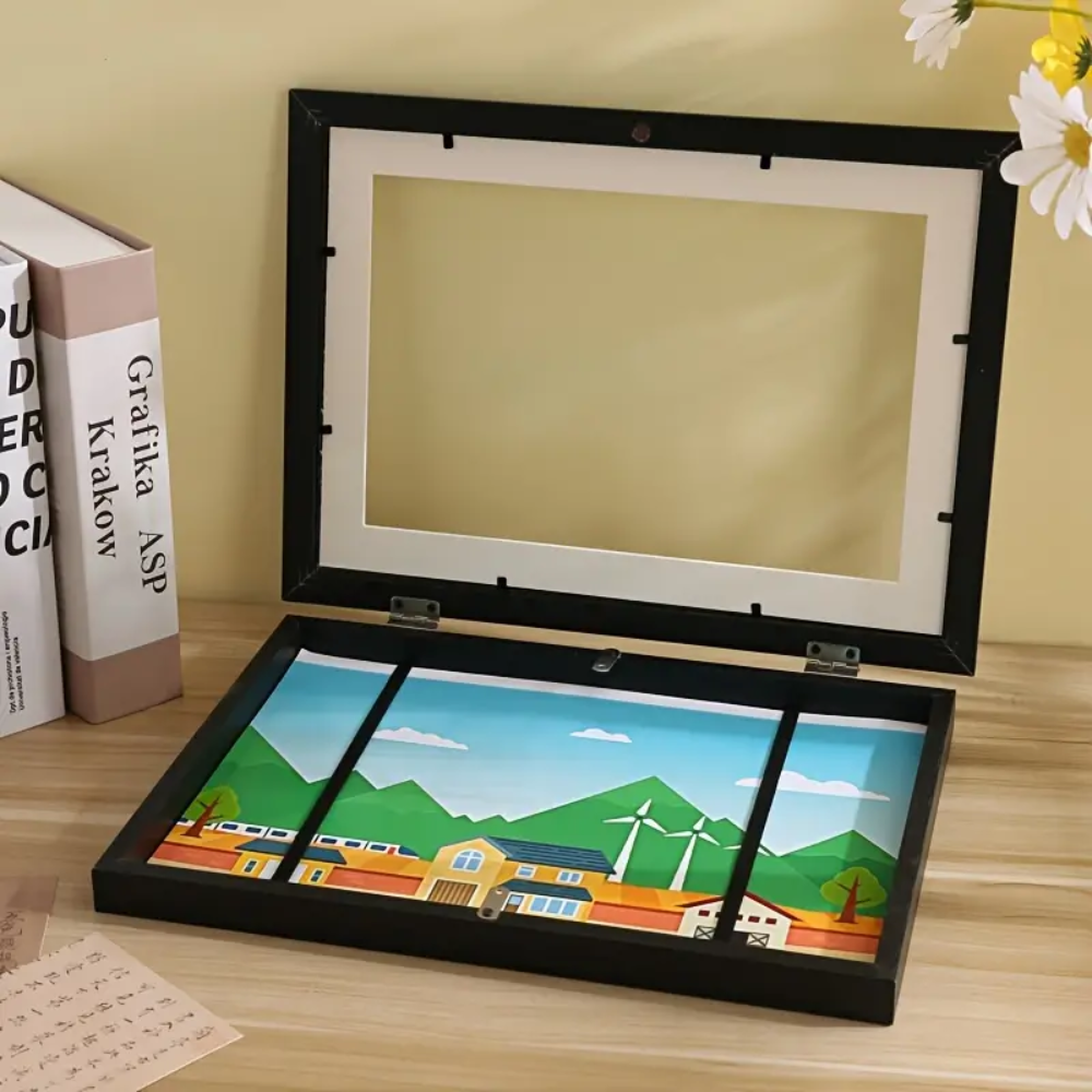 Children's Artwork Display Frame in Black Wood