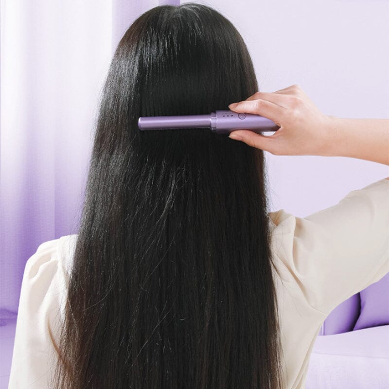 Mini Rechargeable Hair Straightener with Built-in Comb
