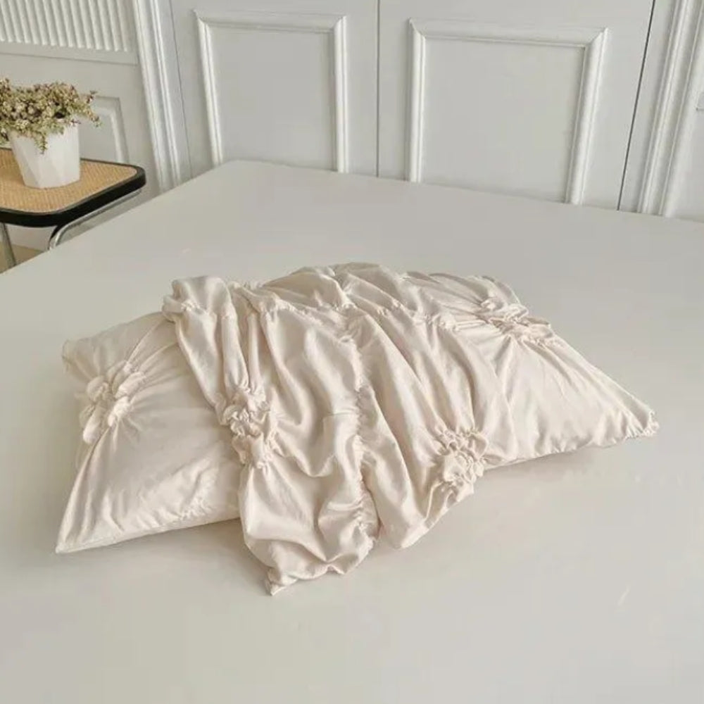 Ruffle Flower Microfiber Duvet Cover Set