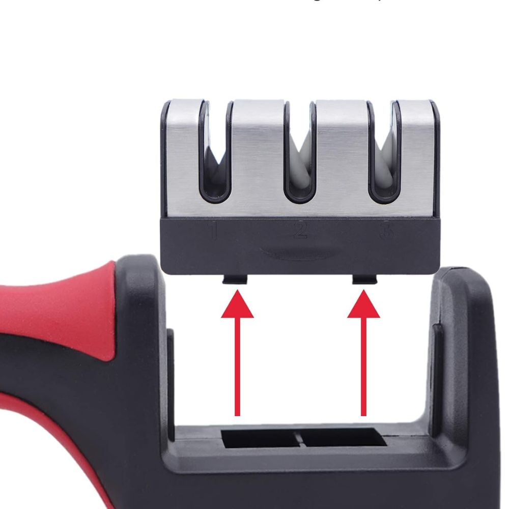Ergonomic Comfort Grip Knife Sharpener with Tungsten Steel and Ceramic Slots