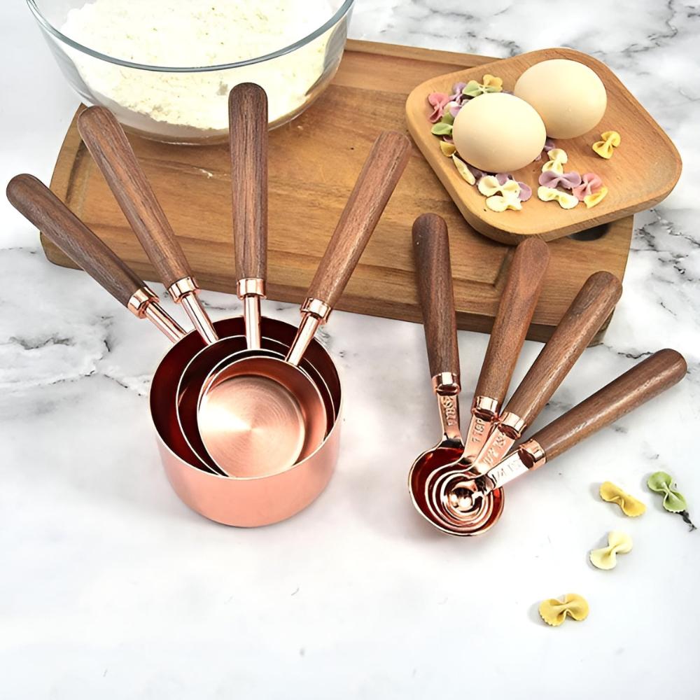 Copper-Plated Stainless Steel Measuring Cups and Spoons Set