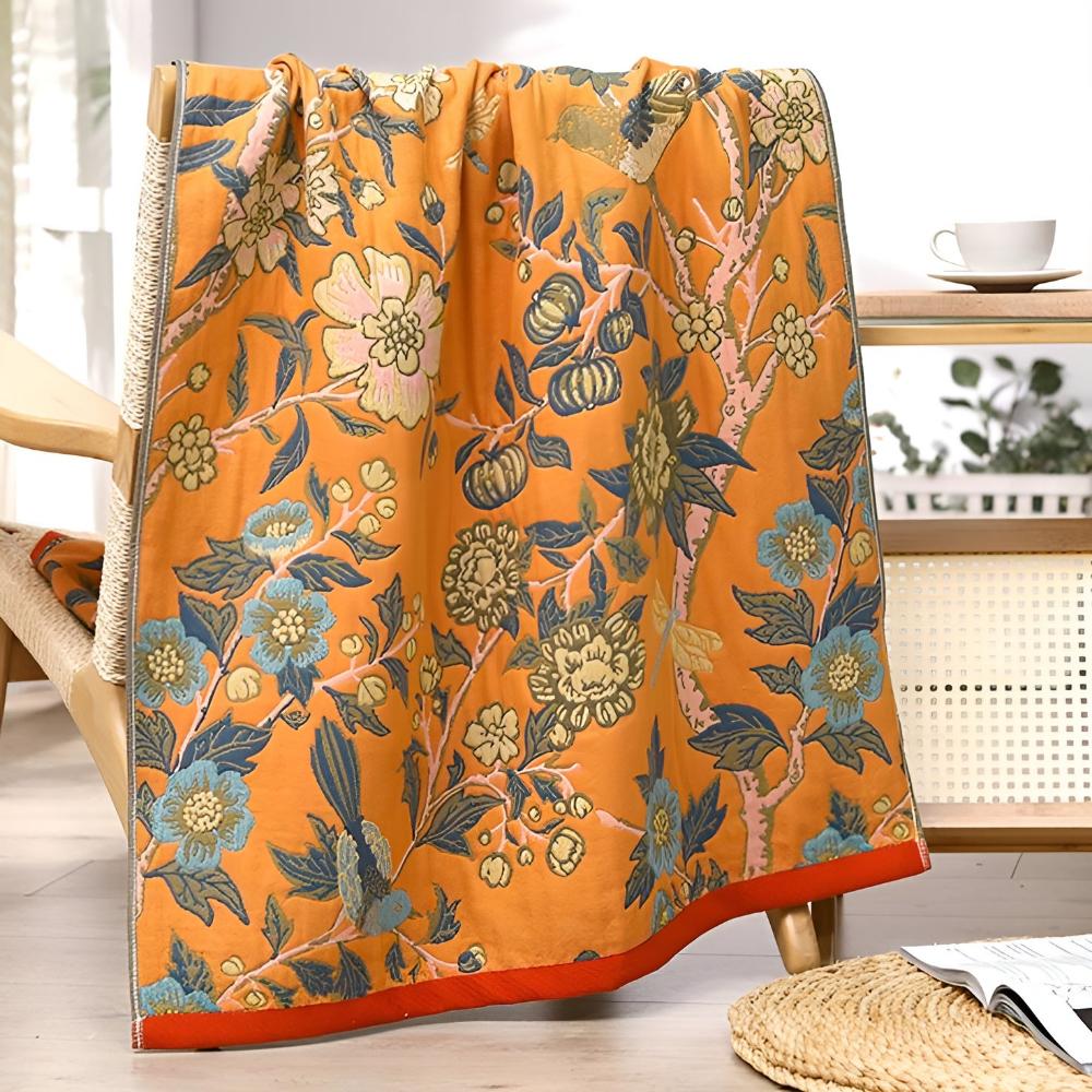 Reversible Hibiscus Cotton Bath Towel