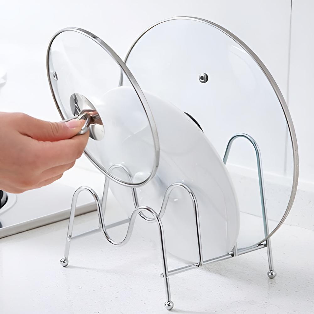 Multi-Layer Chrome Pot Lid and Plate Organizer